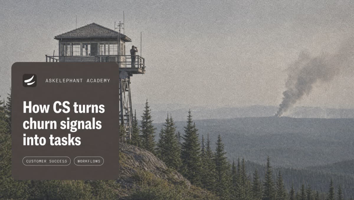 Customer success workflow turning churn signals from calls into CRM tasks and owner alerts