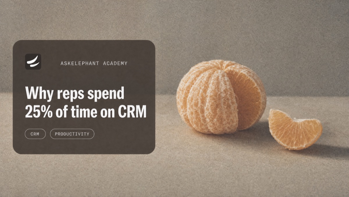 Sales rep time breakdown showing 25 percent spent on CRM data entry instead of selling activities